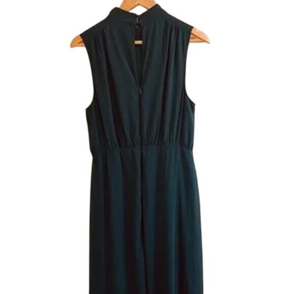NWT Lulus Chiffon Sleeveless Highneck Key Hole Back Side Slit Maxi Dress M Green - Picture 7 of 16